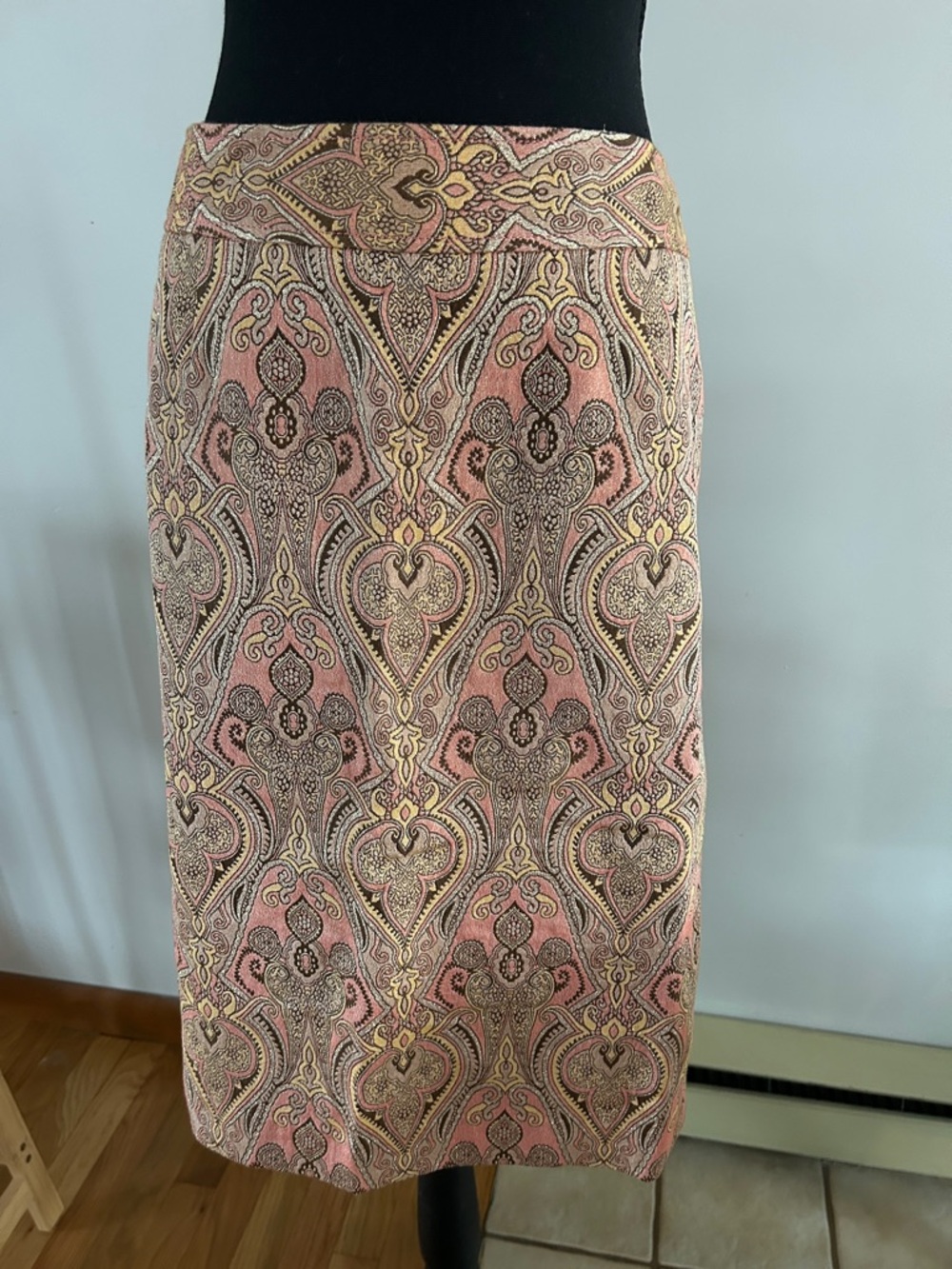 Talbots Pink Paisley-Pattern Pencil Skirt